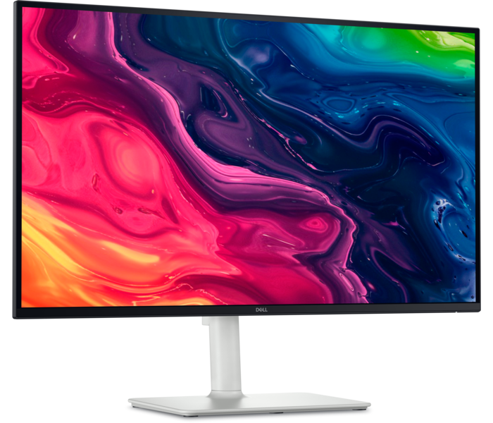 Product shot of a Dell monitor on an office desk, ideally in a dual-monitor arrangement.