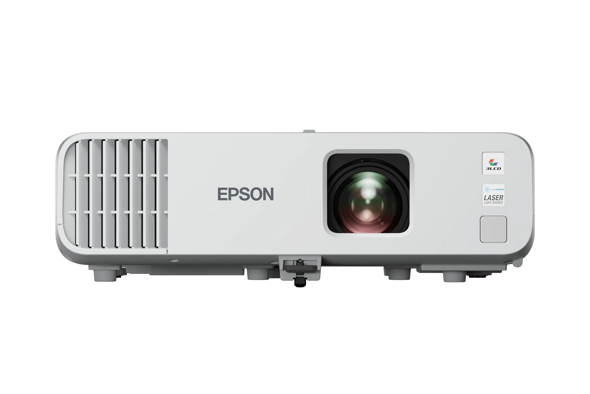 Compact business projector projecting a presentation slide onto a screen in a meeting room.