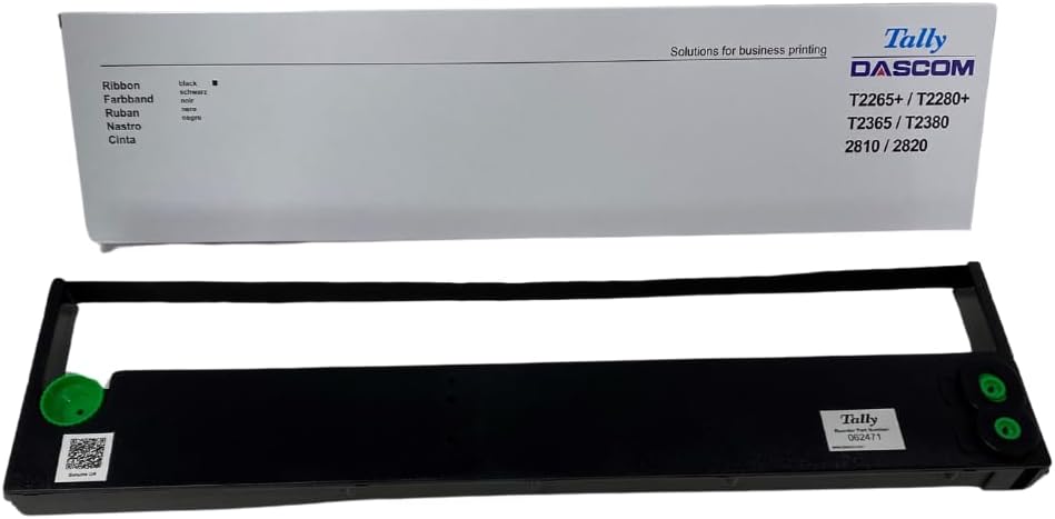 Ribbon cartridge being inserted into a dot matrix printer.