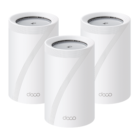 TP-Link mesh Wi-Fi units placed in a modern interior.