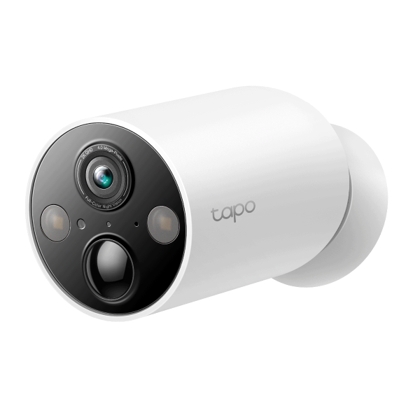 TP-Link security camera mounted on a building exterior.